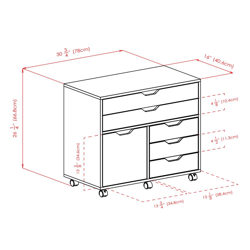 Halifax 3 Section Mobile Storage Cabinet, White. Picture 10