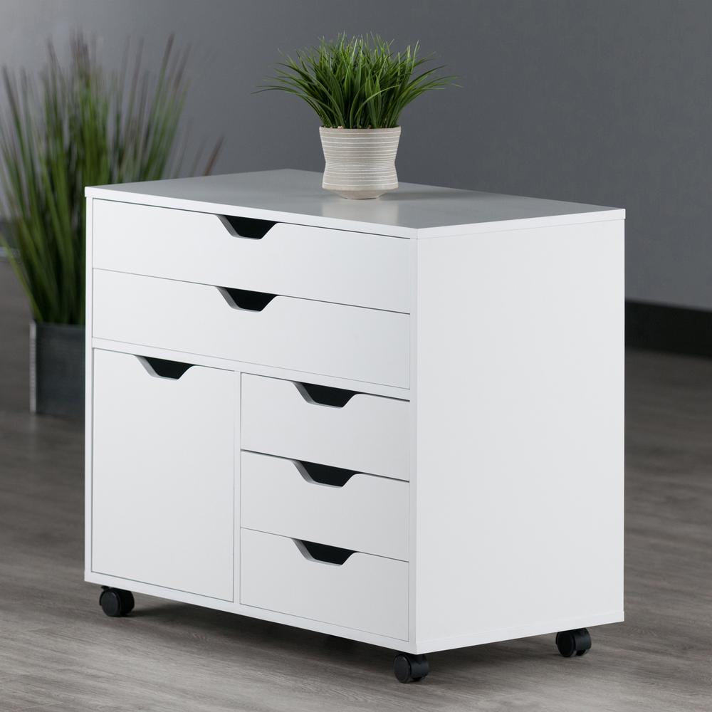 Halifax 3 Section Mobile Storage Cabinet, White. Picture 9