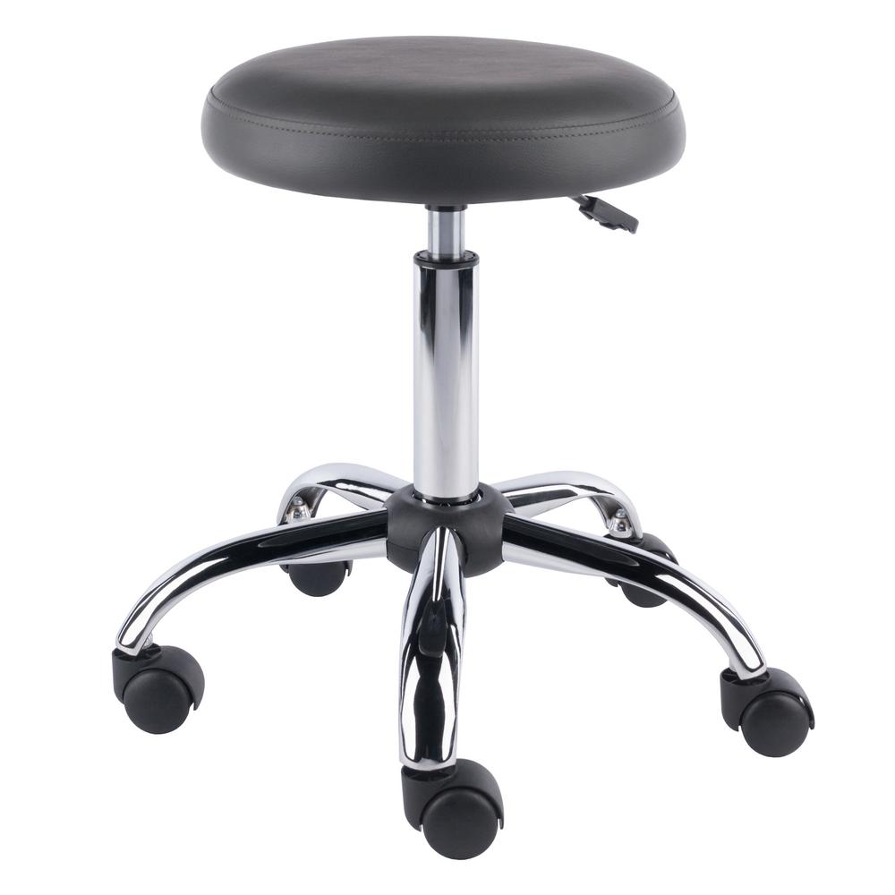 Clyde Adjustable Cushion Seat Swivel Stool, Charcoal and Chrome. Picture 1