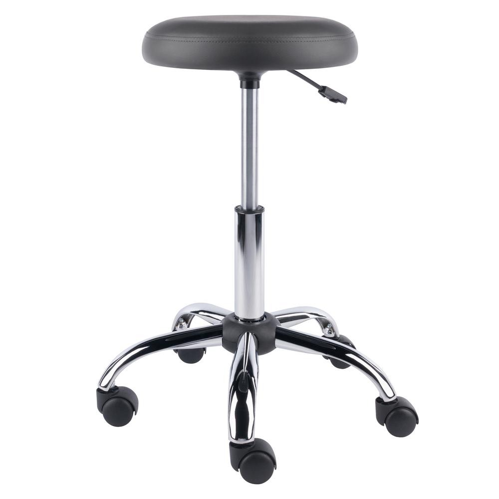 Clyde Adjustable Cushion Seat Swivel Stool, Charcoal and Chrome. Picture 5