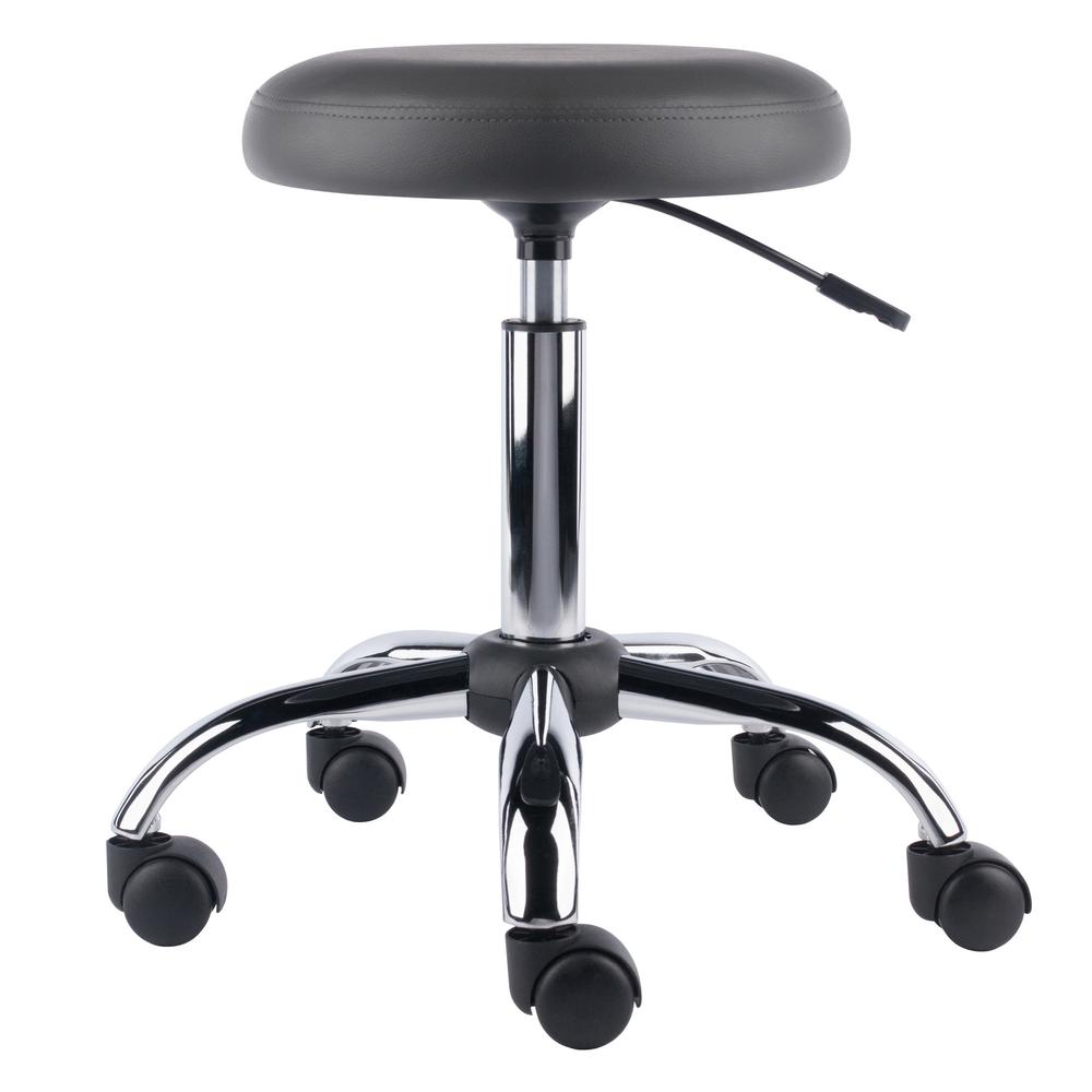 Clyde Adjustable Cushion Seat Swivel Stool, Charcoal and Chrome. Picture 6