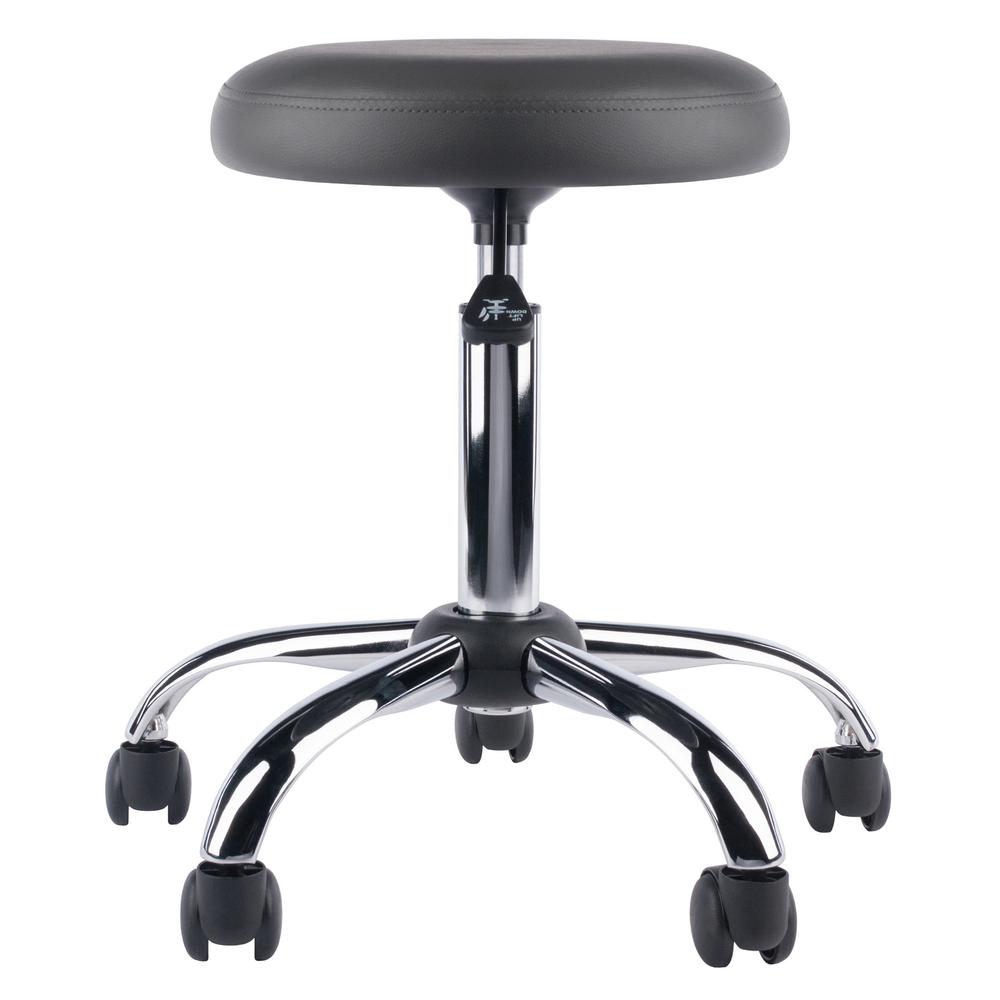 Clyde Adjustable Cushion Seat Swivel Stool, Charcoal and Chrome. Picture 7