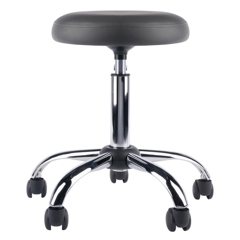 Clyde Adjustable Cushion Seat Swivel Stool, Charcoal and Chrome. Picture 8
