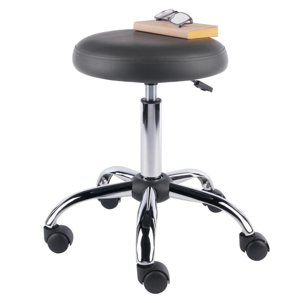Clyde Adjustable Cushion Seat Swivel Stool, Charcoal and Chrome. Picture 9