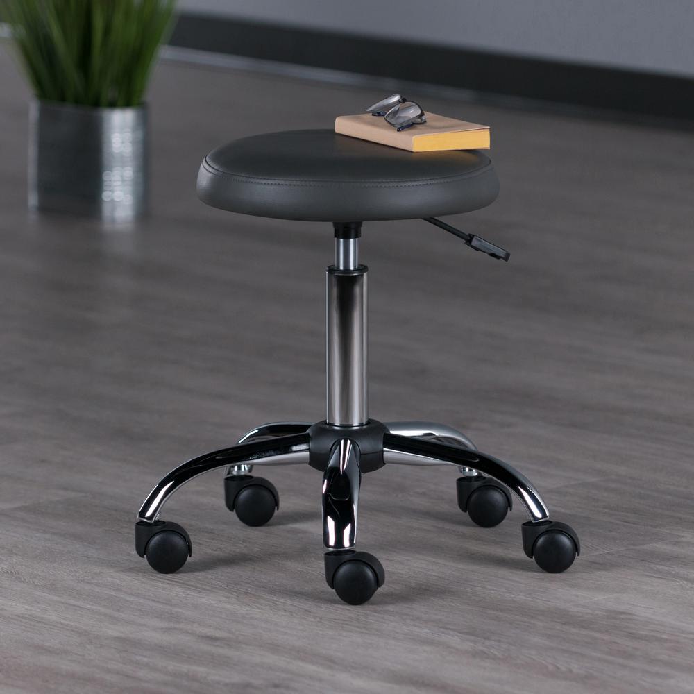 Clyde Adjustable Cushion Seat Swivel Stool, Charcoal and Chrome. Picture 10