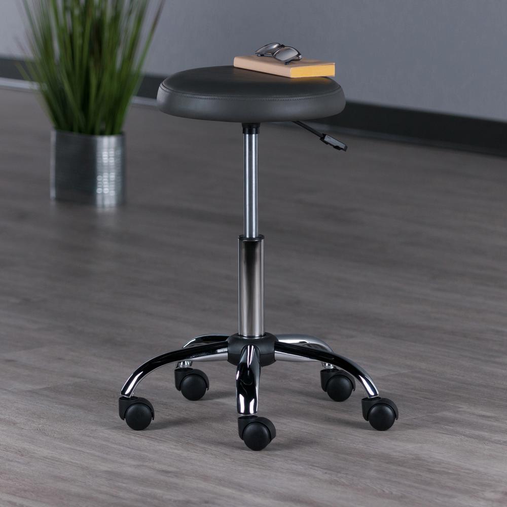 Clyde Adjustable Cushion Seat Swivel Stool, Charcoal and Chrome. Picture 11