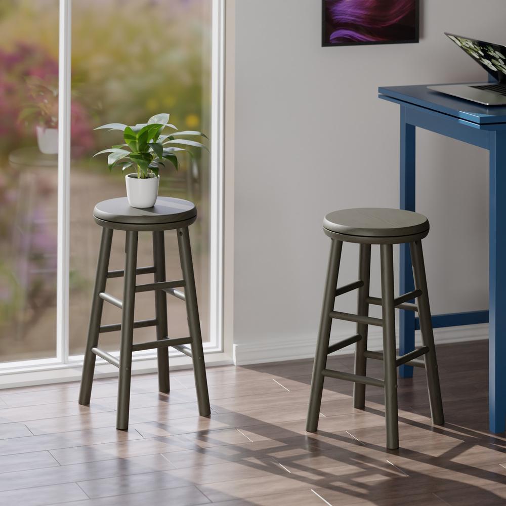 Shelby 2-Pc Swivel Seat Counter Stool Set, Oyster Gray. Picture 9