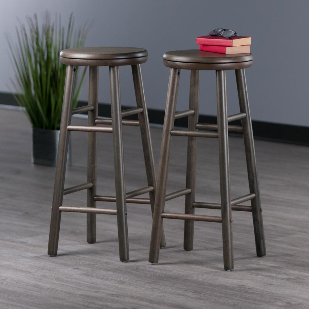 Shelby 2-Pc Swivel Seat Bar Stool Set, Oyster Gray. Picture 9