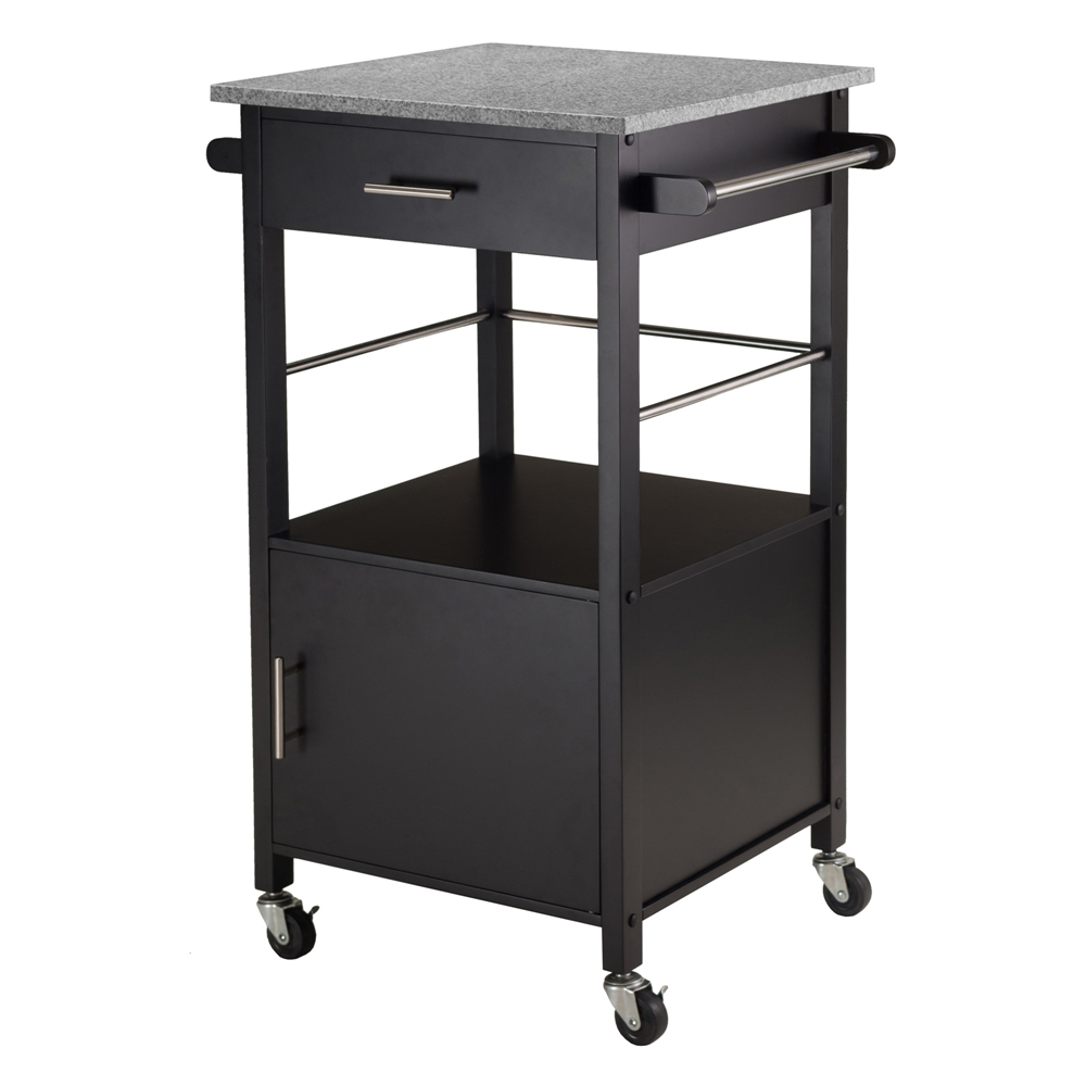 Davenport Kitchen Cart with Granite Top Black. The main picture.