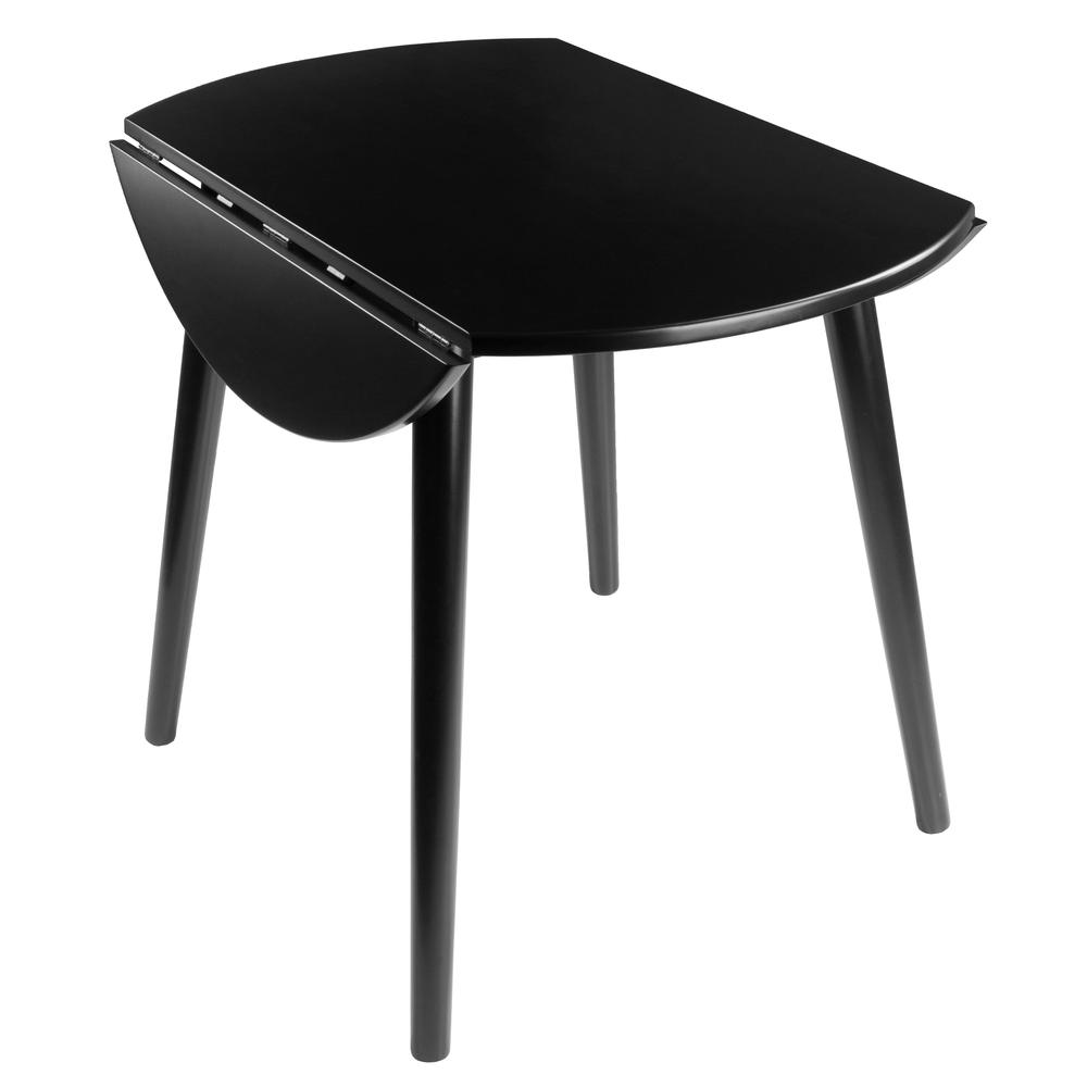 Moreno Round Drop Leaf Dining Table, Black. Picture 3