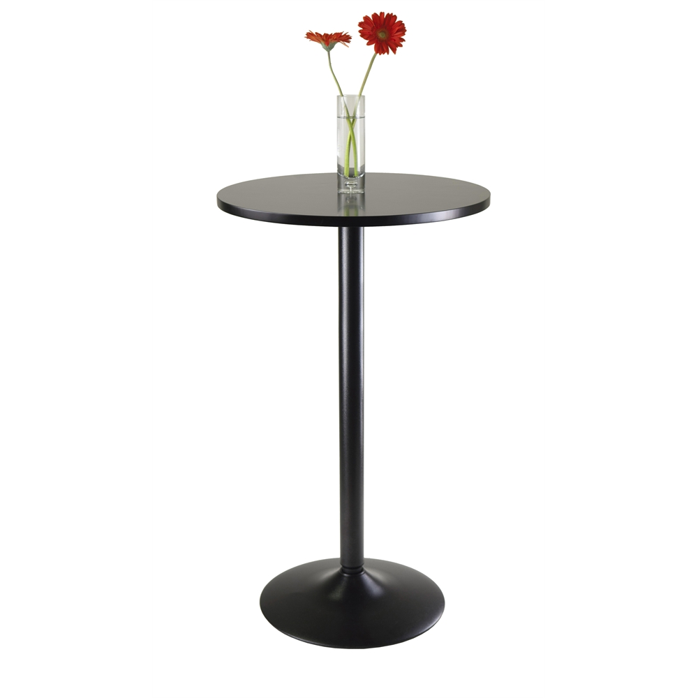 Pub Table Round Black MDF Top with Black leg and base. Picture 2