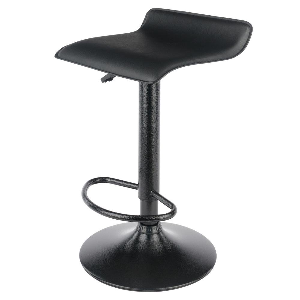 Obsidian Set of 2 Adjustable Swivel Air Lift Stool, Backless, Black PVC Seat, Black Metal Post and Base. Picture 2