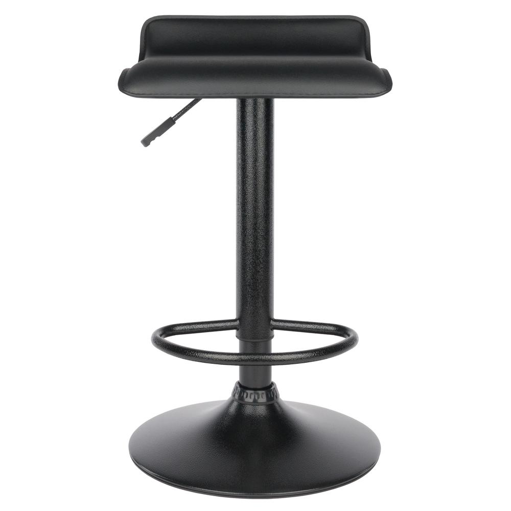 Obsidian Set of 2 Adjustable Swivel Air Lift Stool, Backless, Black PVC Seat, Black Metal Post and Base. Picture 3