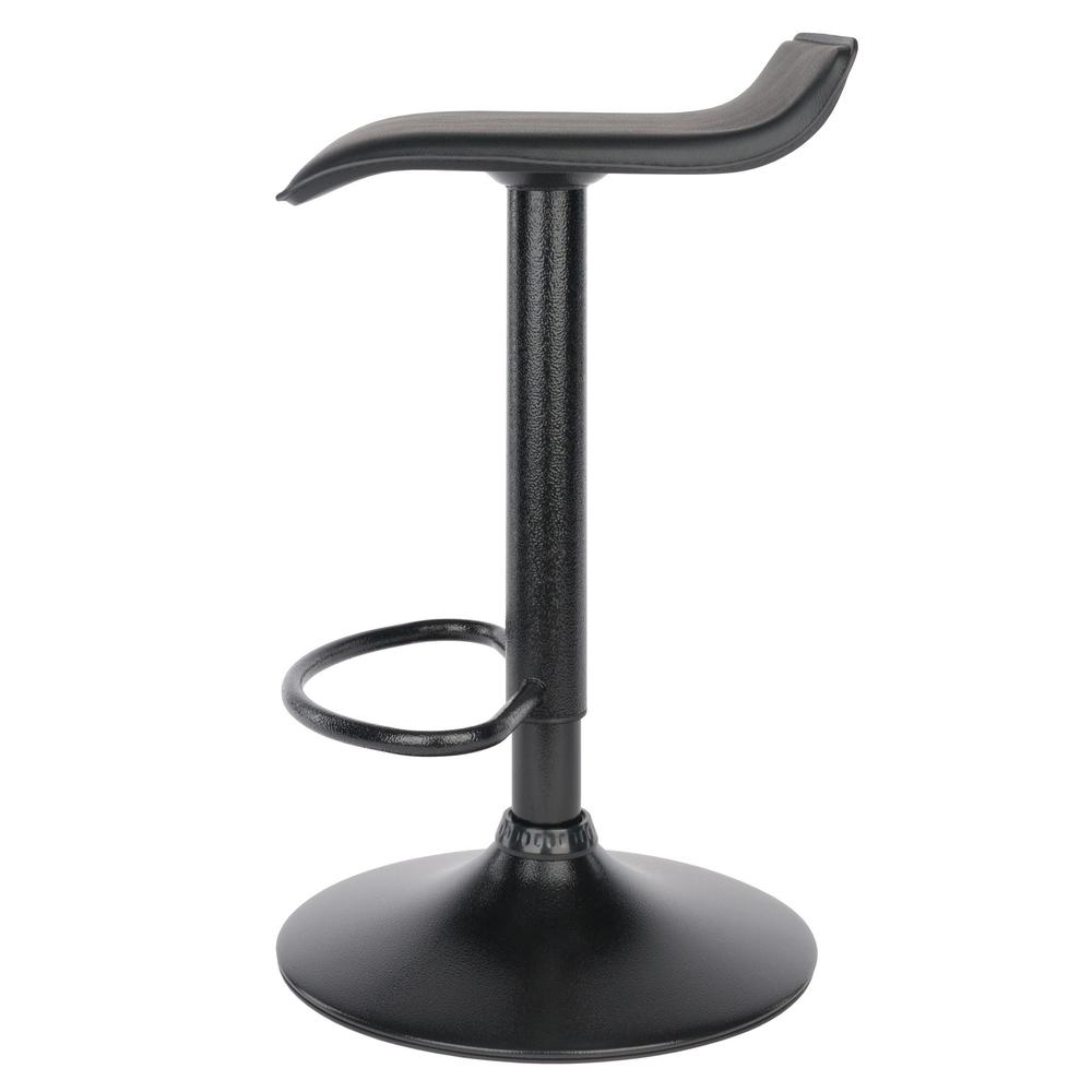 Obsidian Set of 2 Adjustable Swivel Air Lift Stool, Backless, Black PVC Seat, Black Metal Post and Base. Picture 4