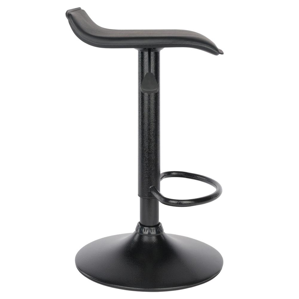 Obsidian Set of 2 Adjustable Swivel Air Lift Stool, Backless, Black PVC Seat, Black Metal Post and Base. Picture 5
