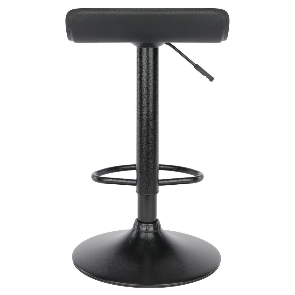 Obsidian Set of 2 Adjustable Swivel Air Lift Stool, Backless, Black PVC Seat, Black Metal Post and Base. Picture 6