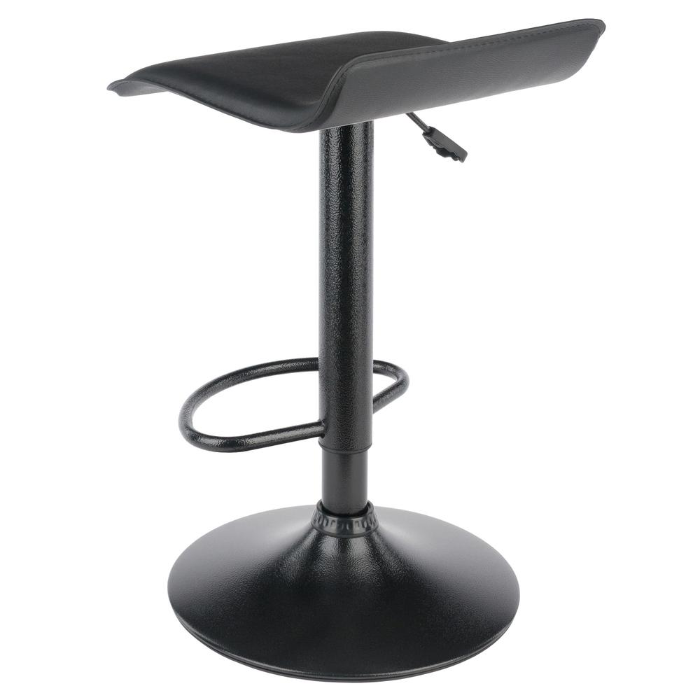 Obsidian Set of 2 Adjustable Swivel Air Lift Stool, Backless, Black PVC Seat, Black Metal Post and Base. Picture 7