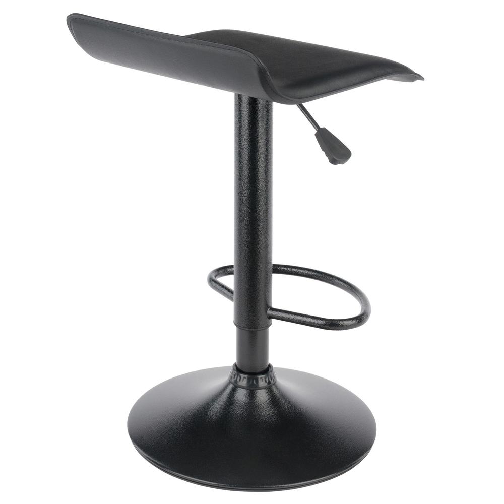 Obsidian Set of 2 Adjustable Swivel Air Lift Stool, Backless, Black PVC Seat, Black Metal Post and Base. Picture 8
