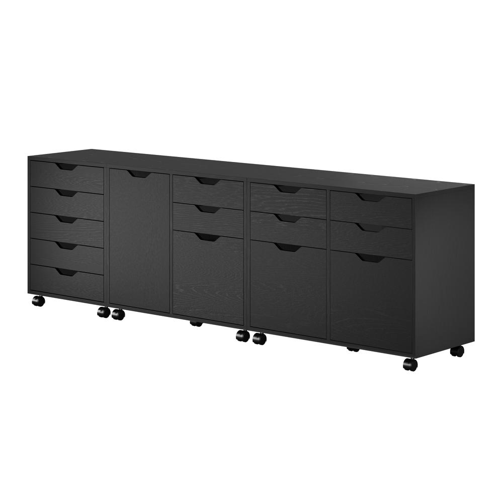 Halifax 3-Pc Cabinet Set with File Drawer, Black. Picture 1