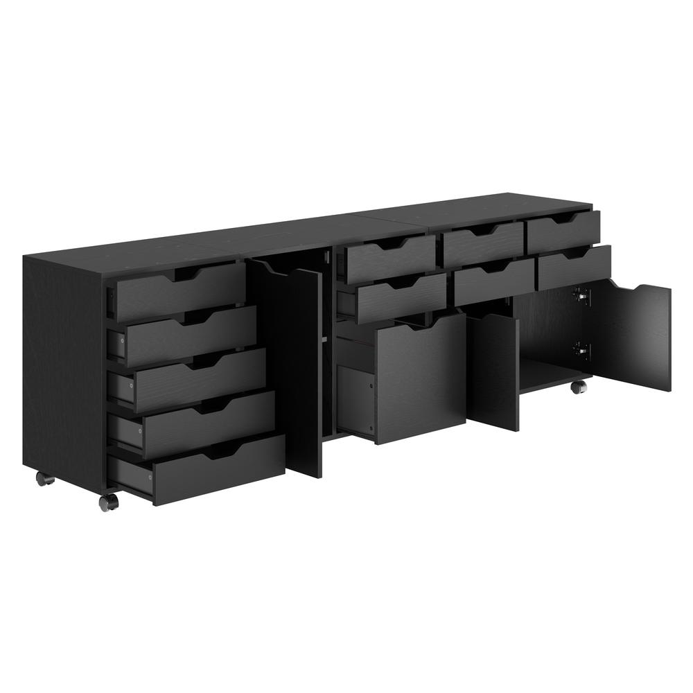 Halifax 3-Pc Cabinet Set with File Drawer, Black. Picture 5