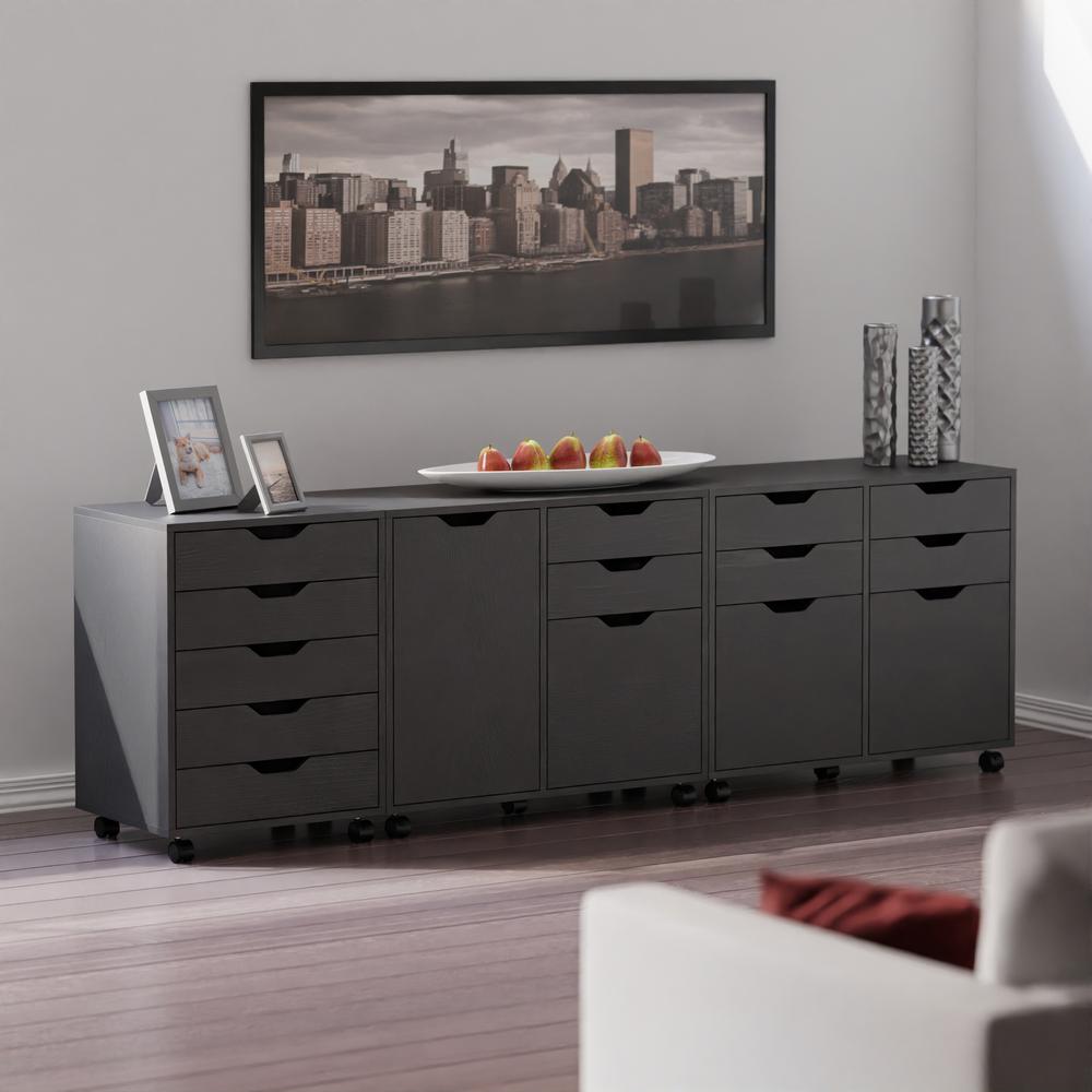 Halifax 3-Pc Cabinet Set with File Drawer, Black. Picture 9