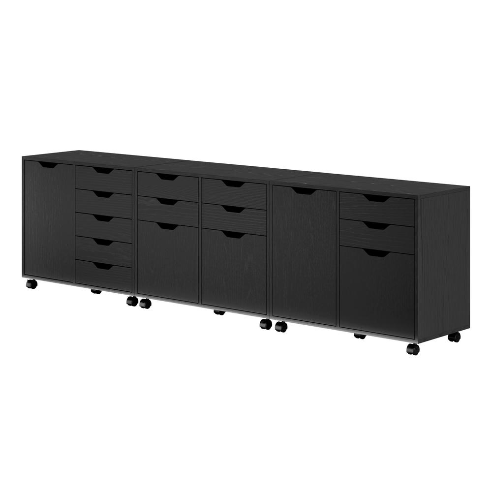 Halifax 3-Pc Cabinet Set with File Drawer, Black. Picture 1