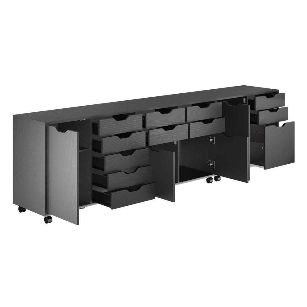 Halifax 3-Pc Cabinet Set with File Drawer, Black. Picture 5