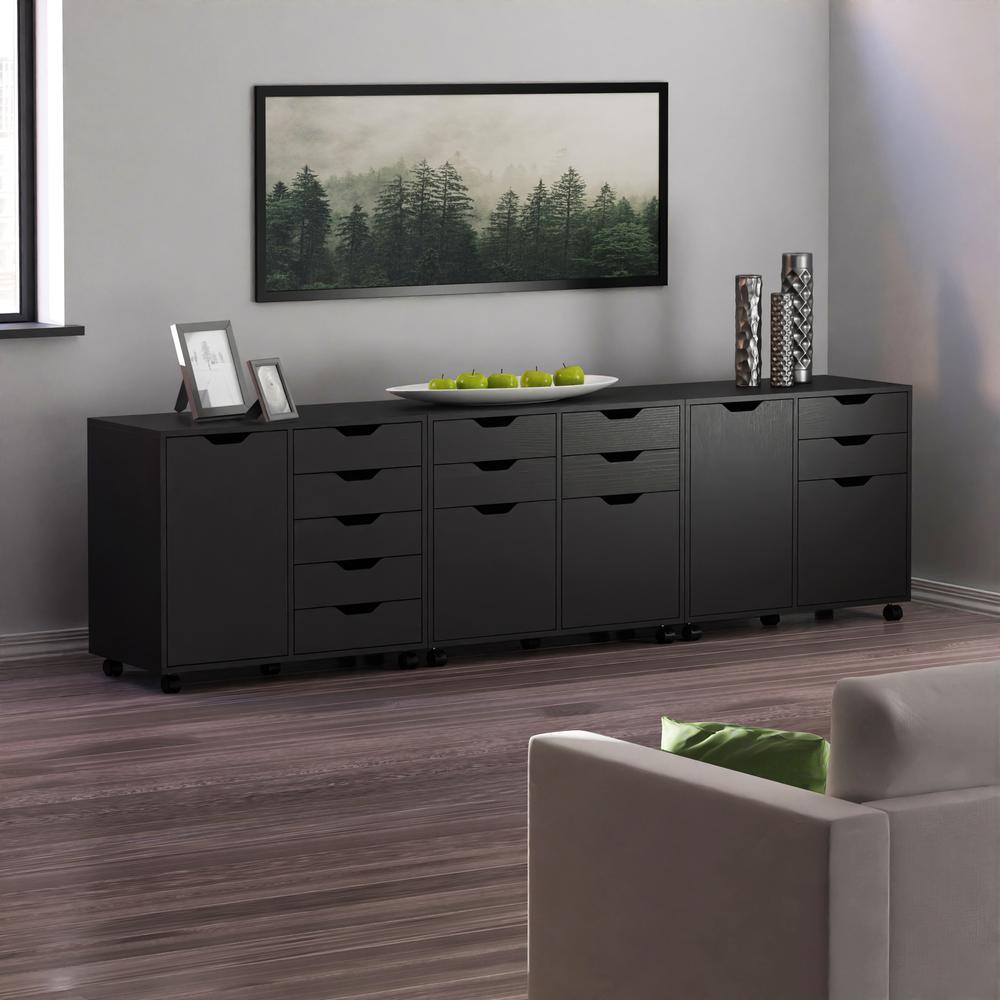 Halifax 3-Pc Cabinet Set with File Drawer, Black. Picture 7