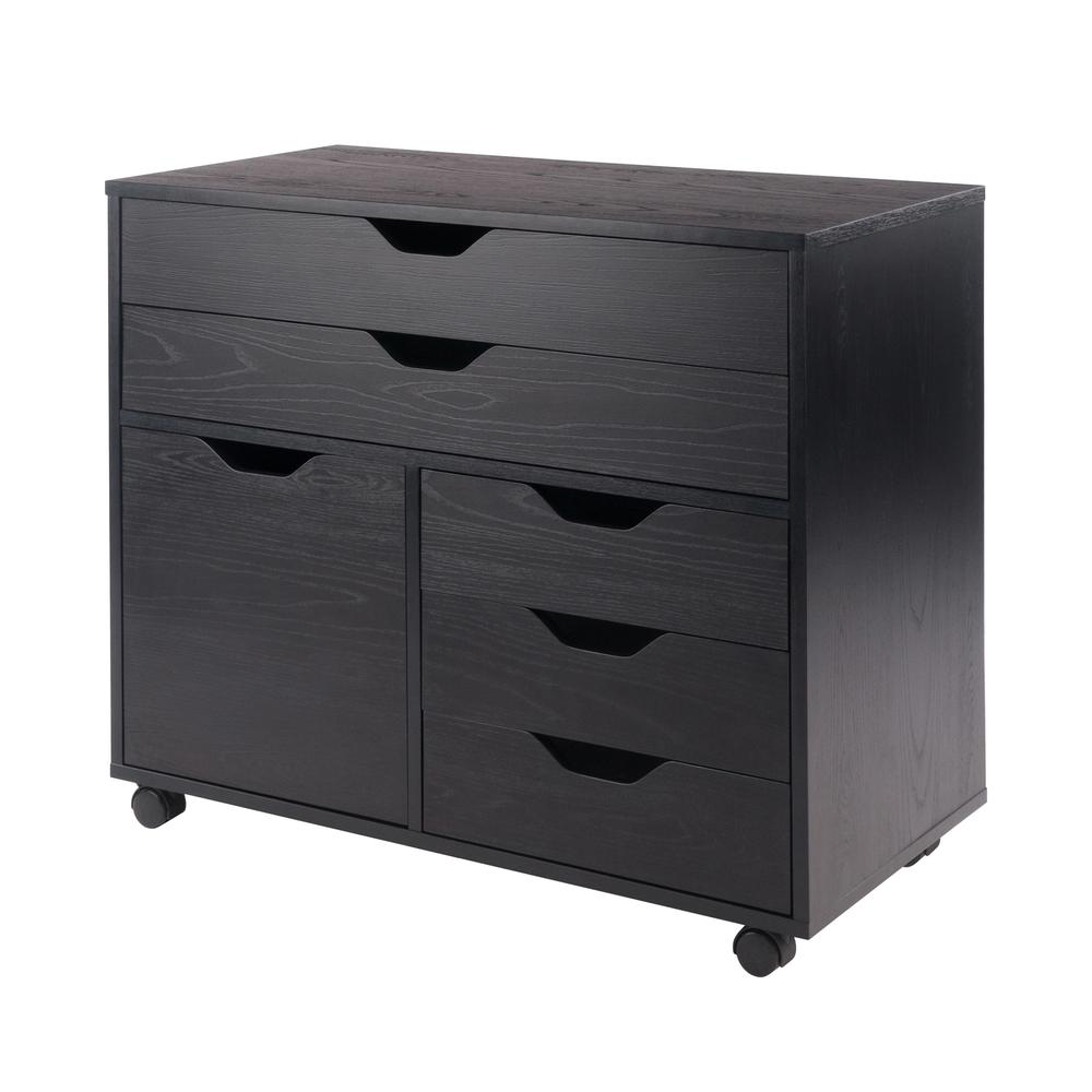 Halifax 3 Section Mobile Storage Cabinet, Black. The main picture.