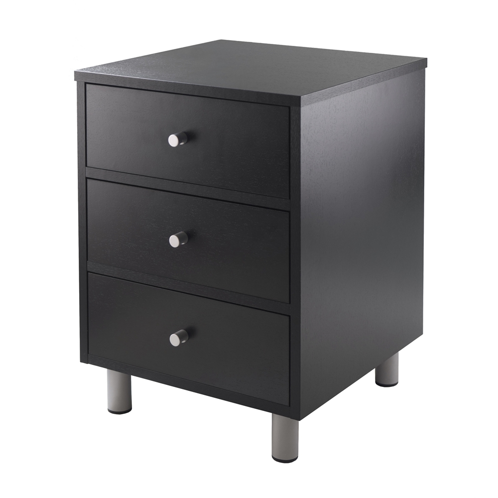 Daniel Accent Table with 3 Drawers, Black Finish. Picture 1