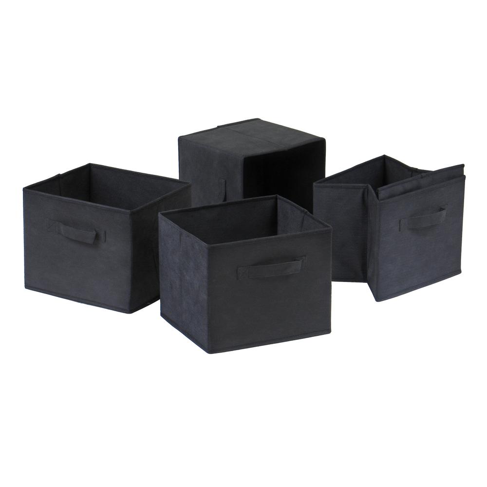 Capri Set of 4 Foldable Black Fabric Baskets. Picture 1