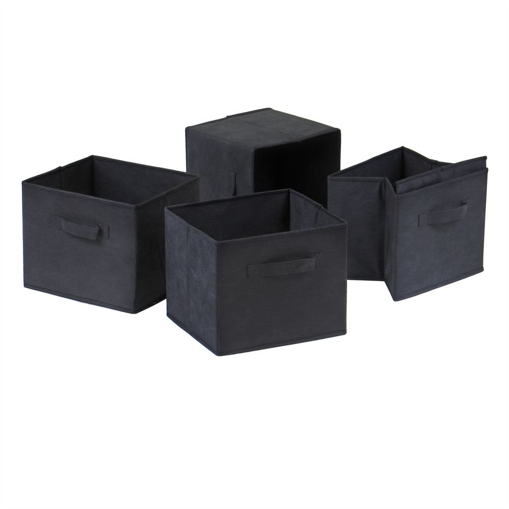 Capri Set of 4 Foldable Black Fabric Baskets. Picture 1
