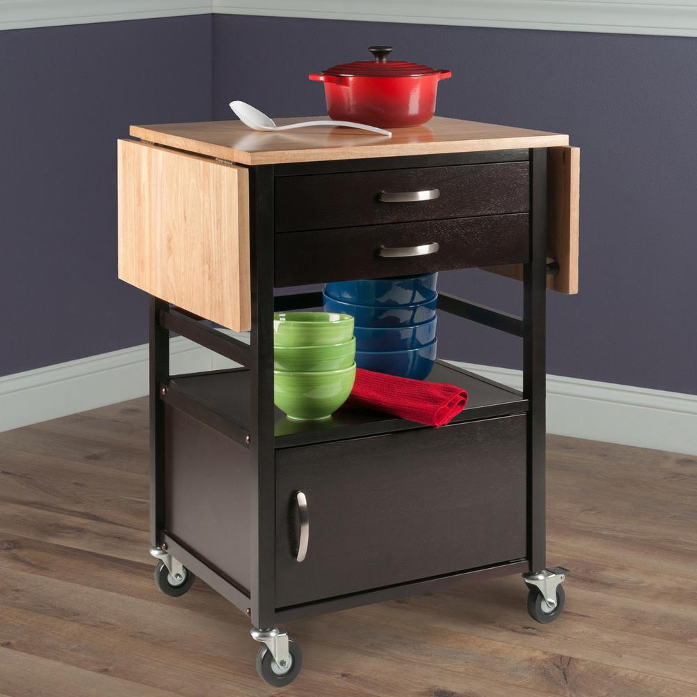 Bellini Kitchen Cart Natural/Coffee Finish. Picture 11