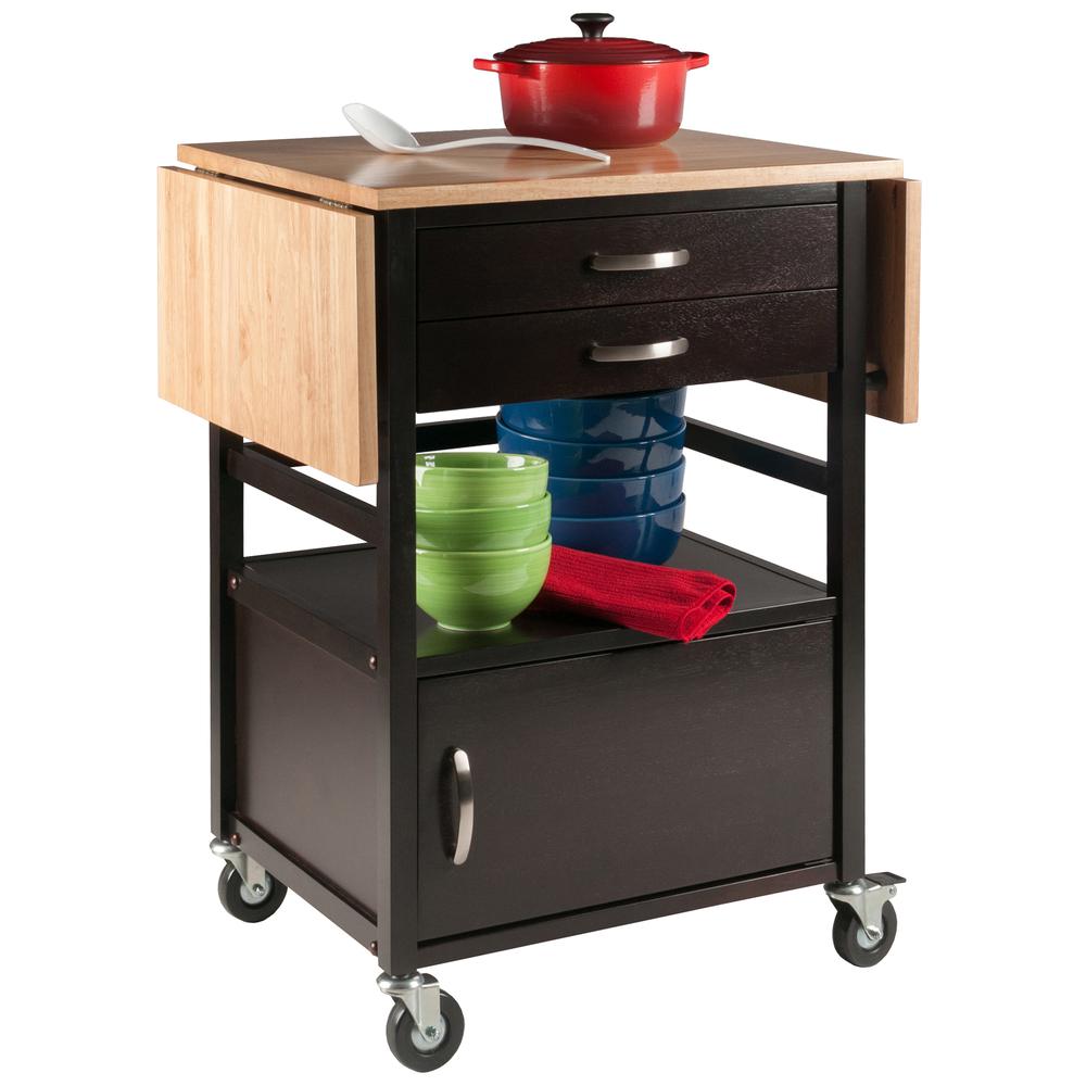 Bellini Kitchen Cart Natural/Coffee Finish. Picture 7