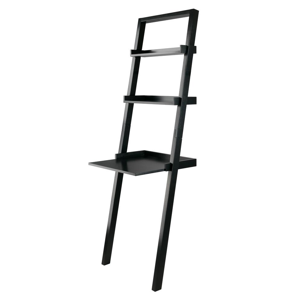 Bellamy Leaning Desk with 2 Shelves in Black. Picture 7
