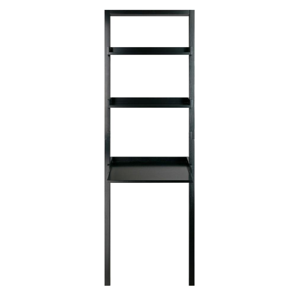 Bellamy Leaning Desk with 2 Shelves in Black. Picture 8