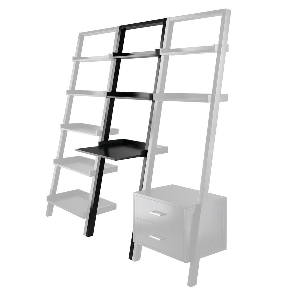 Bellamy Leaning Desk with 2 Shelves in Black. Picture 4