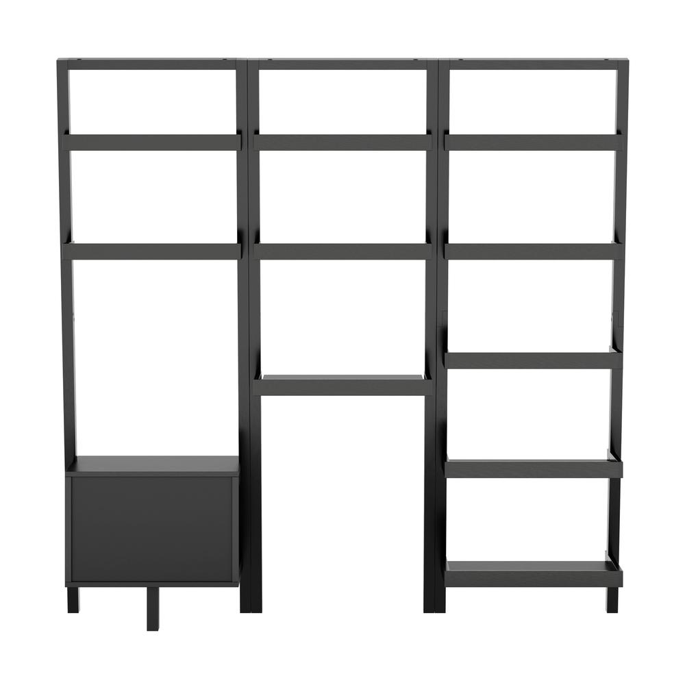 Bellamy 3-Pc Leaning Desk & Shelf Set, Black. Picture 5