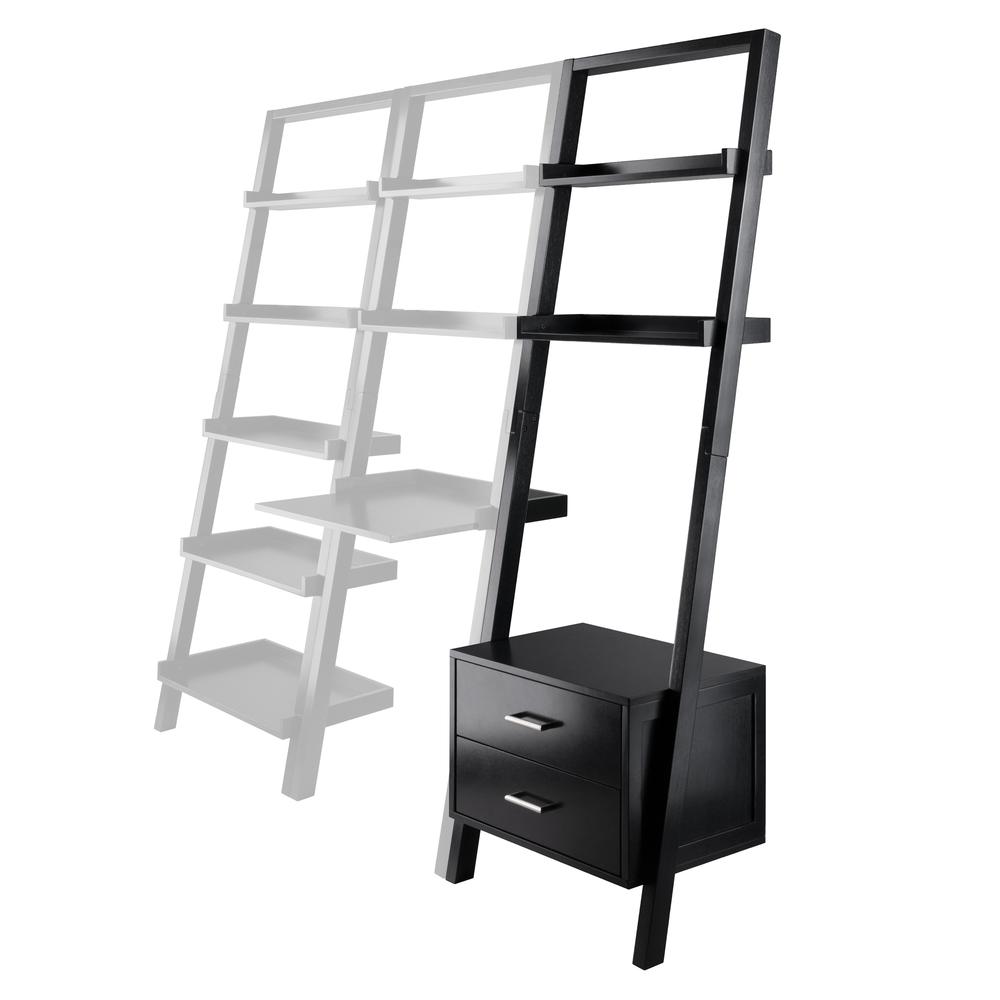 Bellamy Leaning Shelf w/Storage in Black Finish. The main picture.
