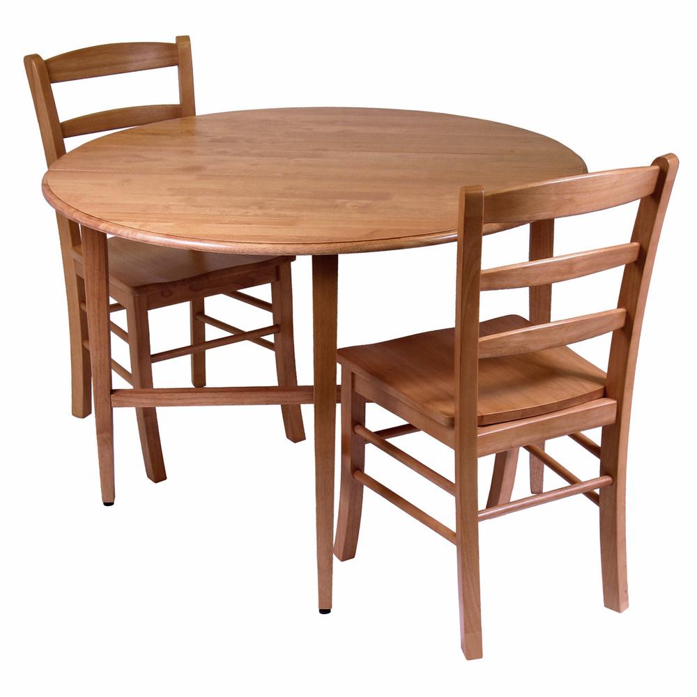 Hannah 3pc Dining Set, Drop Leaf Table with 2 Ladder Back Chairs. The main picture.