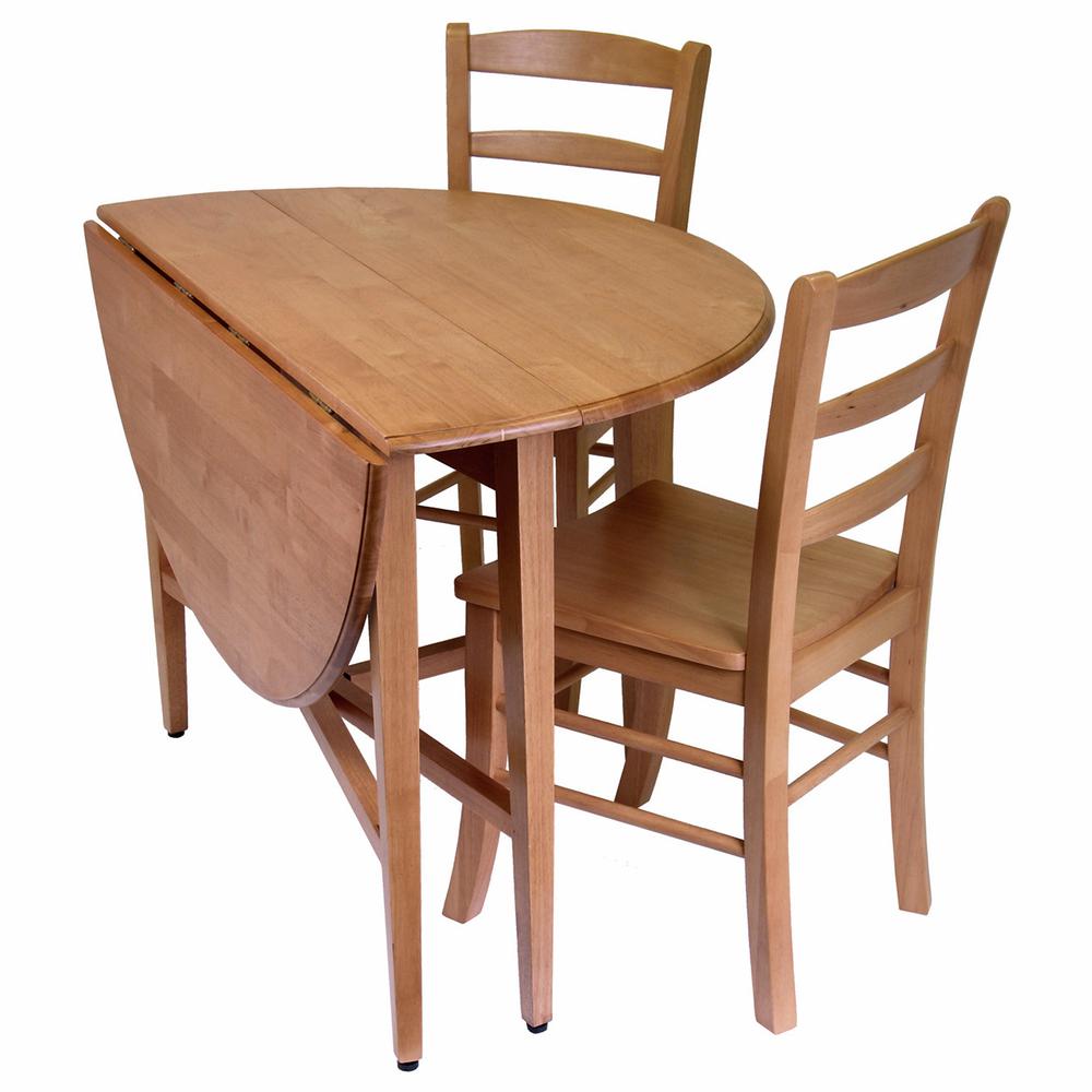 Hannah 3pc Dining Set, Drop Leaf Table with 2 Ladder Back Chairs. Picture 2