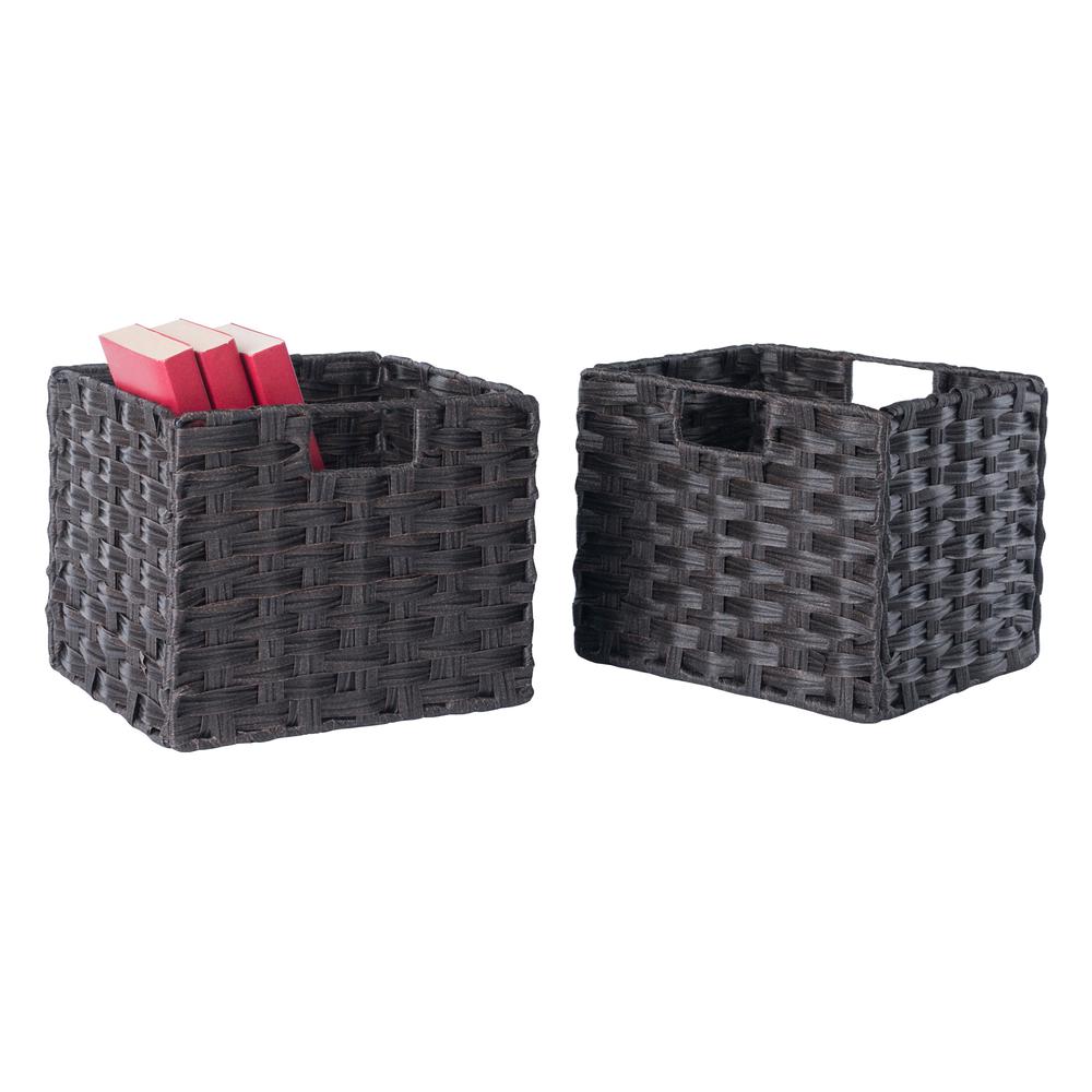 Melanie 2-Pc Woven Fiber Basket Set, Foldable, Chocolate. Picture 6