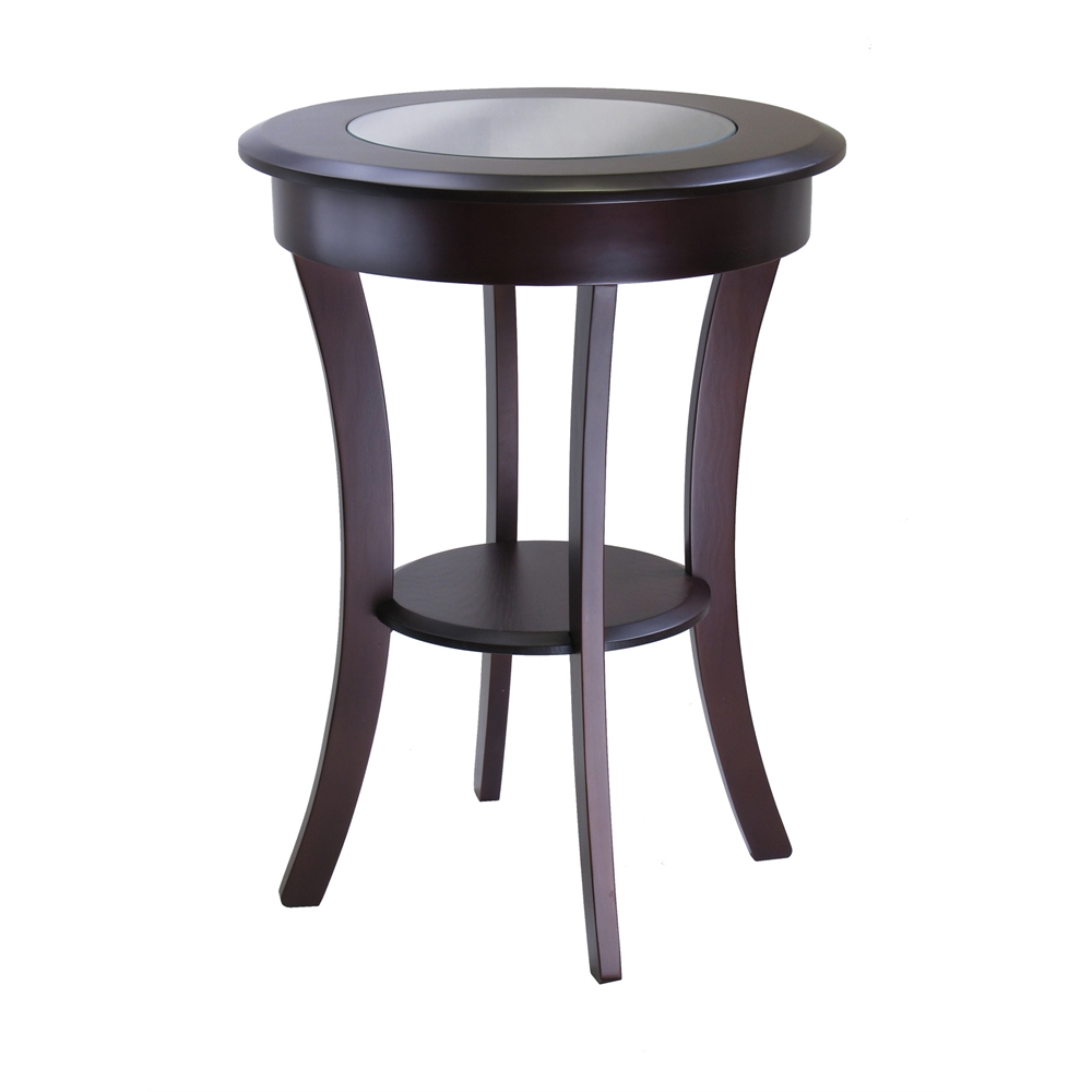 Cassie Round Accent Table with Glass. Picture 1