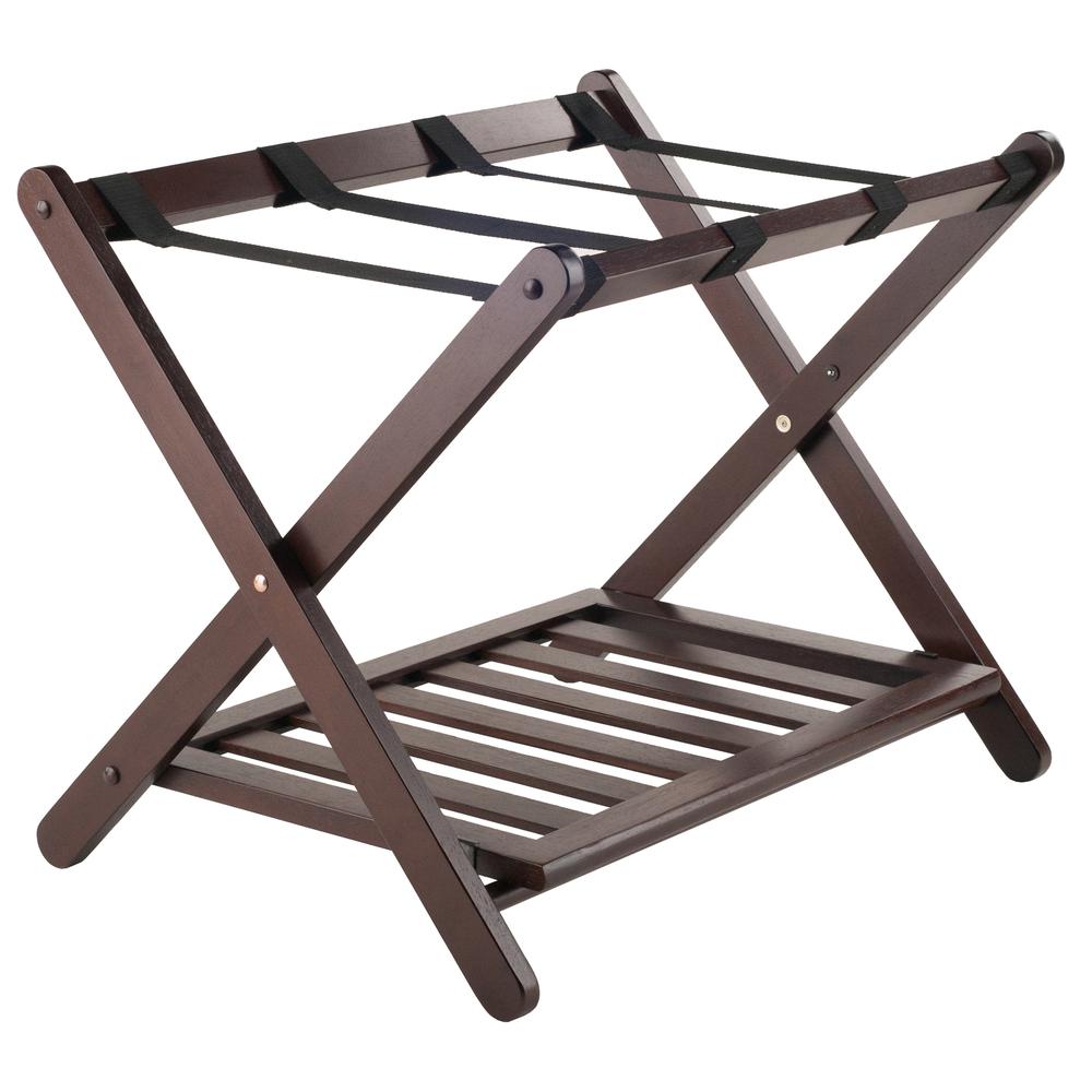 Remy Luggage Rack with Shelf in Cappuccino. Picture 1
