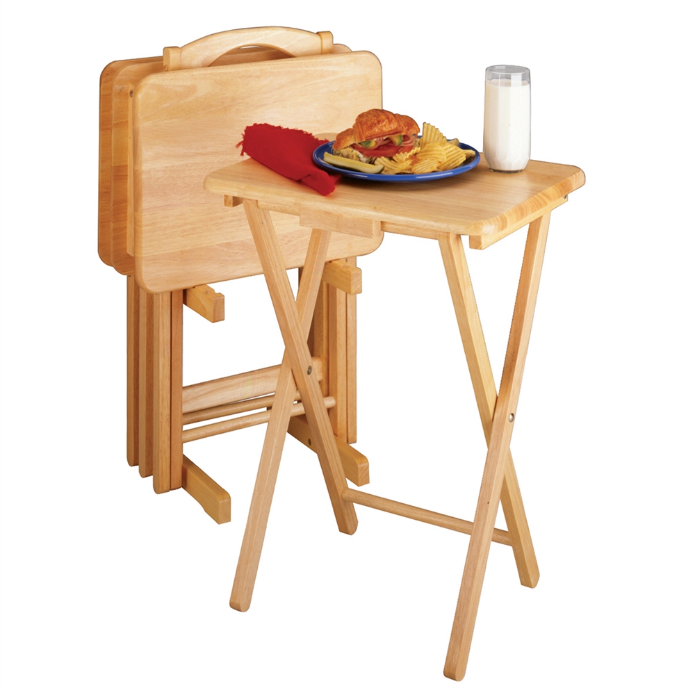 Alex 5-PC Snack Table Set Natural. Picture 1