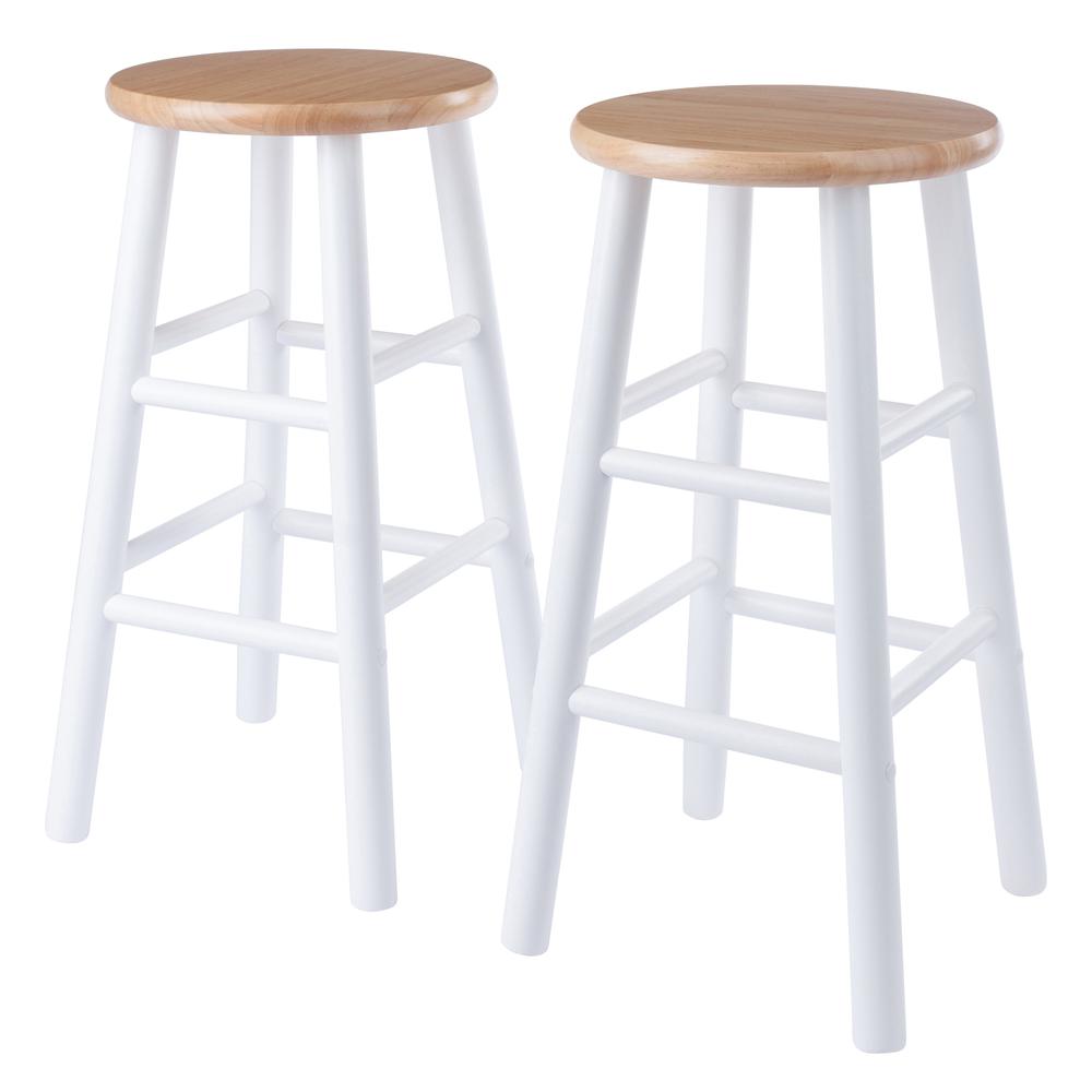 Huxton 2-Pc Counter Stools, 24", Natural & White. Picture 1