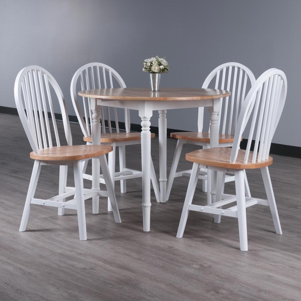 Sorella 5-Pc Drop Leaf Dining Table with Windsor Chairs, Natural and White. Picture 3