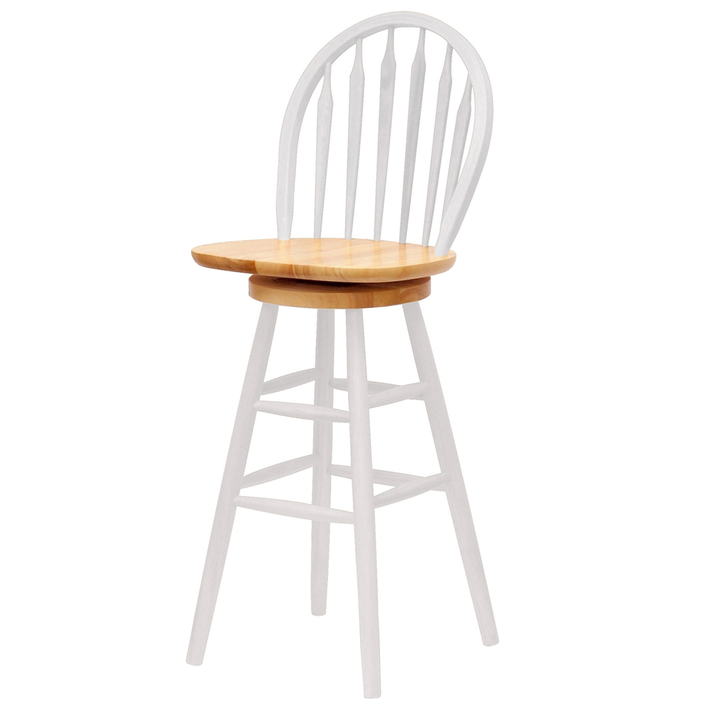 Wagner 30" Arrow-Back Windsor Swivel Seat Bar Stool Natural & White. The main picture.