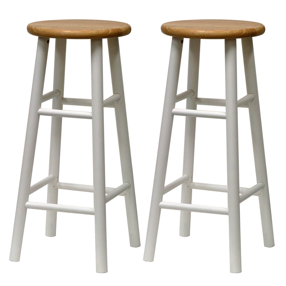 Tabby 2-Pc 30" Bar Stool Set Natural & White. The main picture.