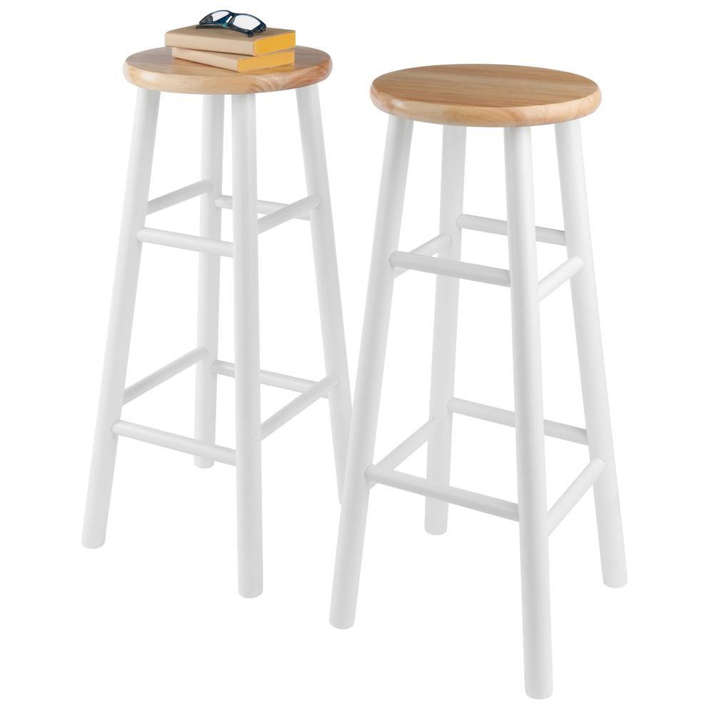 Tabby 2-Pc 30" Bar Stool Set Natural & White. Picture 8